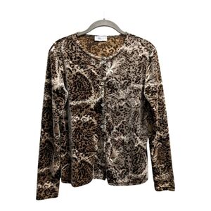 Leopard animal print velour button down sweater mobwife cardigan